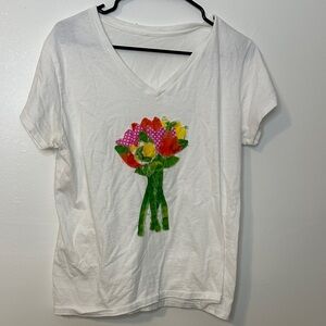 Floral Bouquet Graphic White T-Shirt